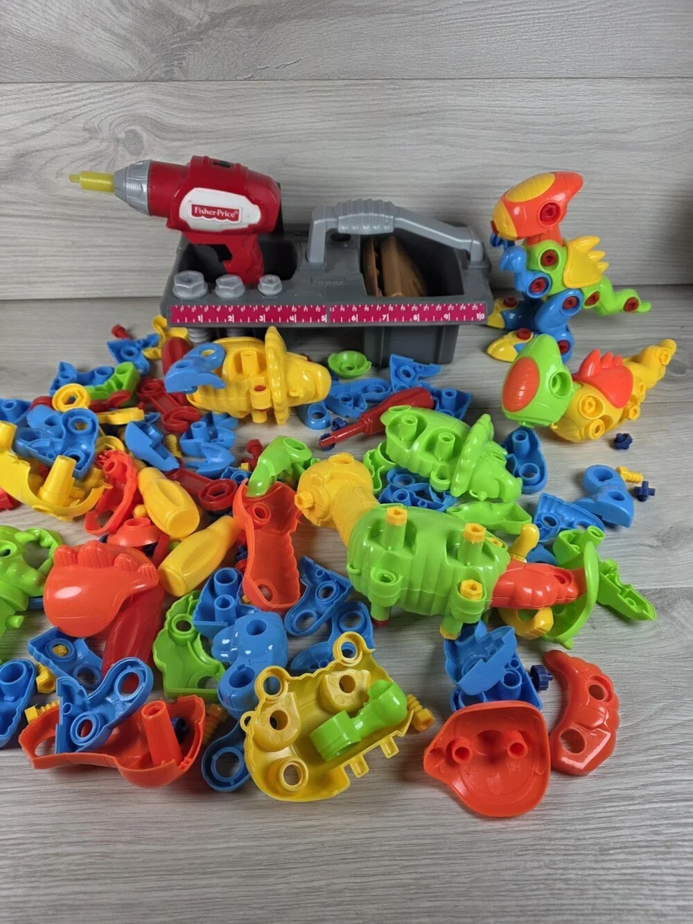 Fisher Price Build & Play Dino Tool Set Parts Lot Drill Toolbox T-Rex SU15